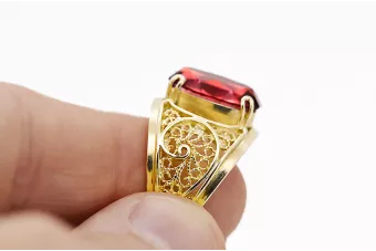  Rubín 14k žluté zlato Vintage Jewlery vrc057y